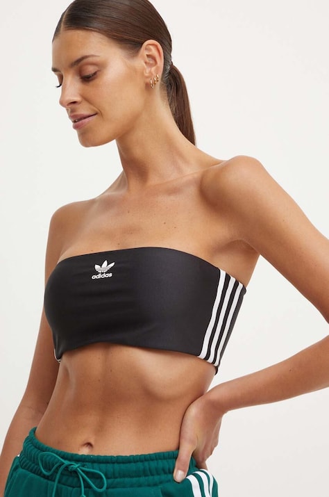 Top adidas Originals 3S TUBE za žene, boja: crna, cold shoulder, IX7823