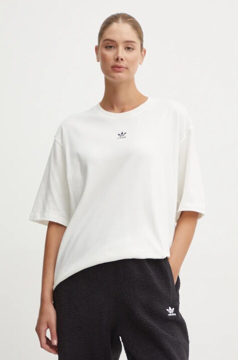 Памучна тениска adidas Originals в бежово IY7322