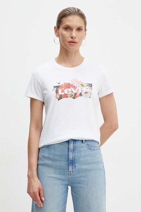 Levi's tricou din bumbac femei, culoarea alb, 17369