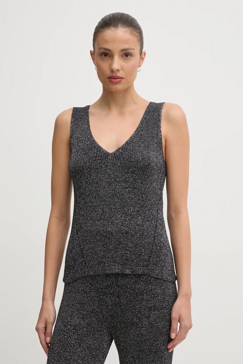 United Colors of Benetton top femei, culoarea argintiu, 1194DH016