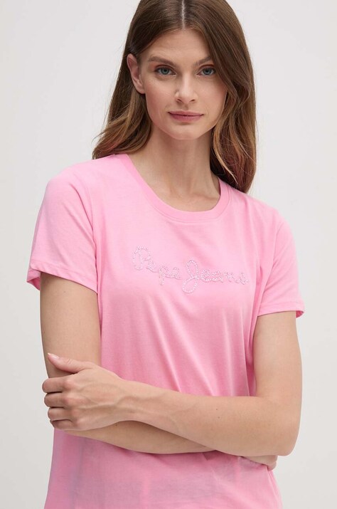 Pepe Jeans tricou din bumbac ESPE femei, culoarea roz, PL505896