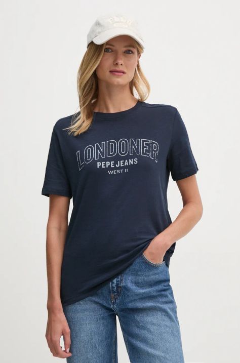 Pepe Jeans tricou din bumbac GABBY femei, culoarea albastru marin, PL505968