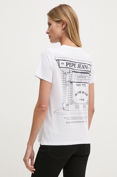 Pepe Jeans tricou din bumbac GENEVIVE femei, culoarea alb, PL505974