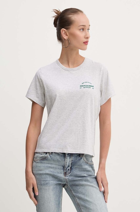 Bavlnené tričko Abercrombie & Fitch dámske, šedá farba, KI157-4307