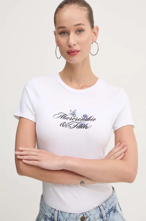 Kratka majica Abercrombie & Fitch ženska, bela barva, KI157-4308