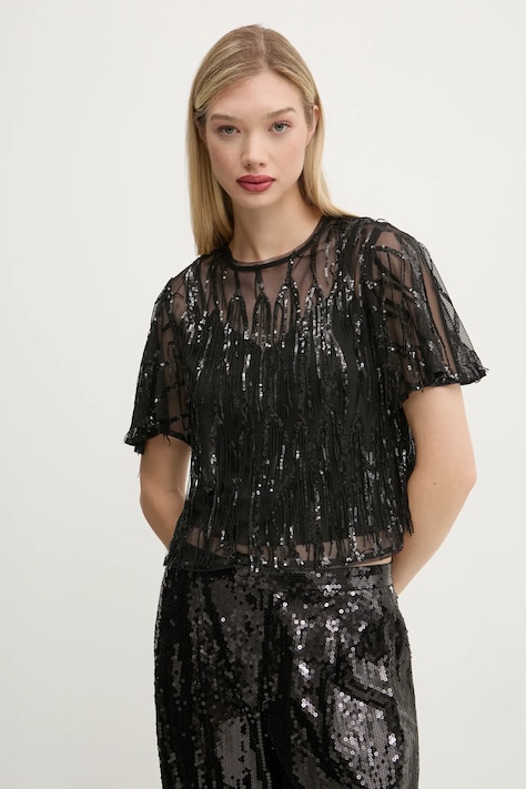 Superdry bluzka damska kolor czarny z aplikacją W6011972A-B2X
