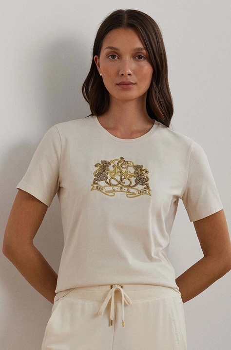 Lauren Ralph Lauren t-shirt in cotone donna colore beige 200951368