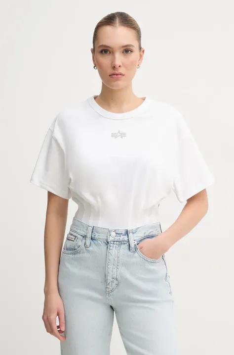 Alpha Industries t-shirt in cotone Waisted donna colore bianco 148070