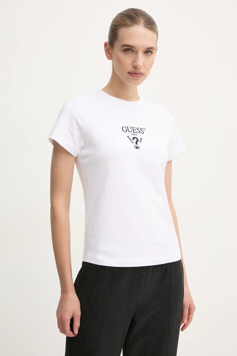 Μπλουζάκι Guess COLETTE χρώμα: άσπρο, V4YI21 KCDH1