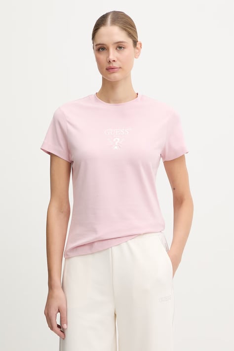Guess t-shirt COLETTE damski kolor różowy V4YI21 KCDH1