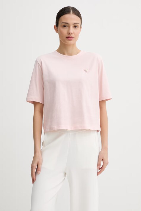 Guess t-shirt bawełniany damski kolor różowy V4BI21 I3Z14