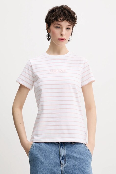 Guess Jeans tricou femei, culoarea bej, W4BI53 KCIE1