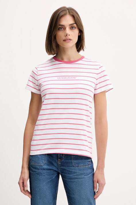 Guess Jeans t-shirt damski kolor różowy W4BI53 KCIE1