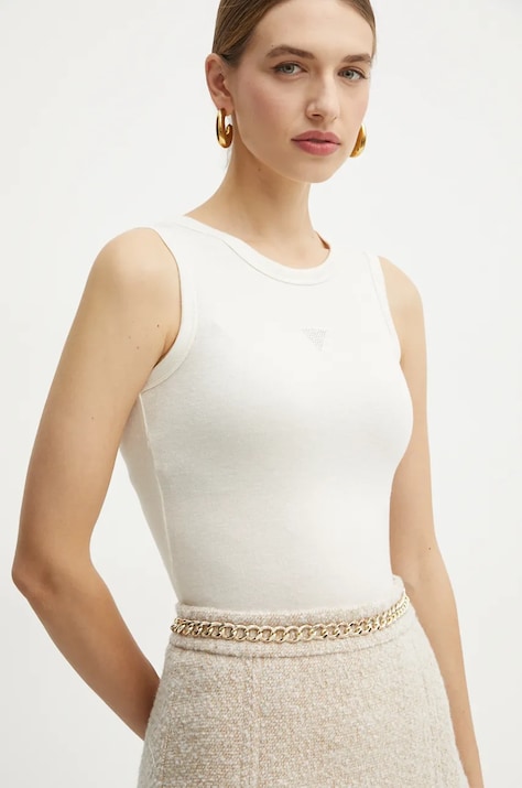 Guess top MICHELA femei, culoarea bej, W4BP13 KCGM2