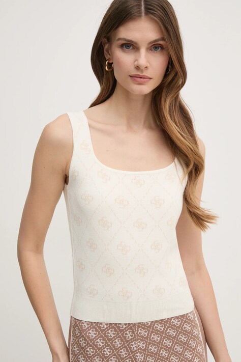 Топ с примесью шерсти Guess SARAH цвет бежевый W4BR0C Z3JD2
