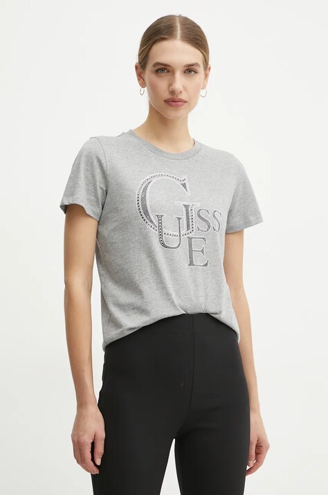 Guess tricou din bumbac femei, culoarea gri, W4BI16 I3Z14