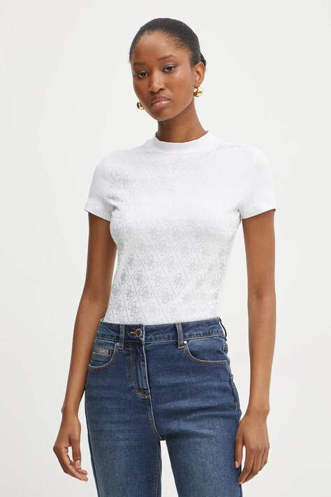 Guess tricou femei, culoarea alb, W4BI26 J1314