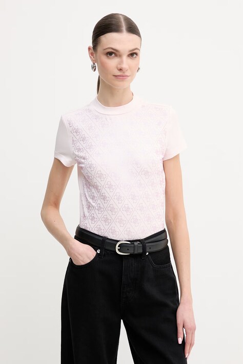 Guess t-shirt damski kolor różowy W4BI26 J1314