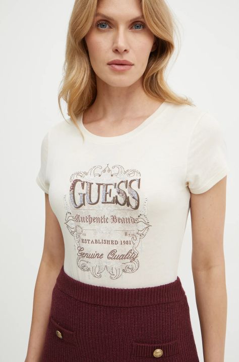 Guess tricou femei, culoarea bej, W4BI45 K9SN1