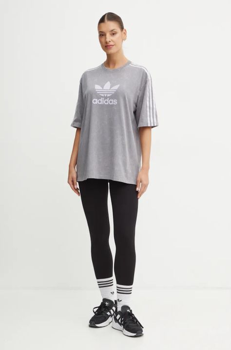 Bavlnené tričko adidas Originals Wash Tee dámske, šedá farba, IW3412