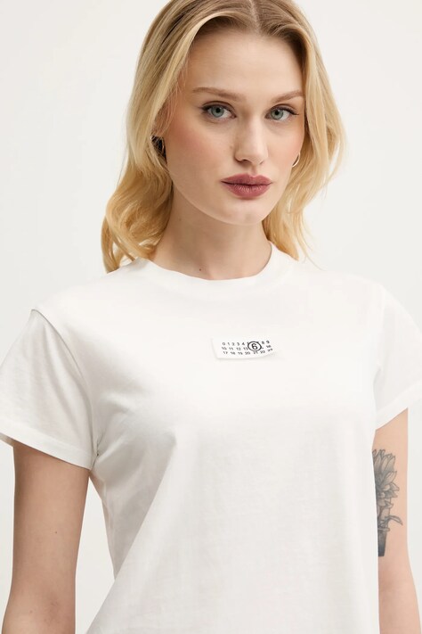 Bavlněné tričko MM6 Maison Margiela bílá barva, S52GC0327.S24312