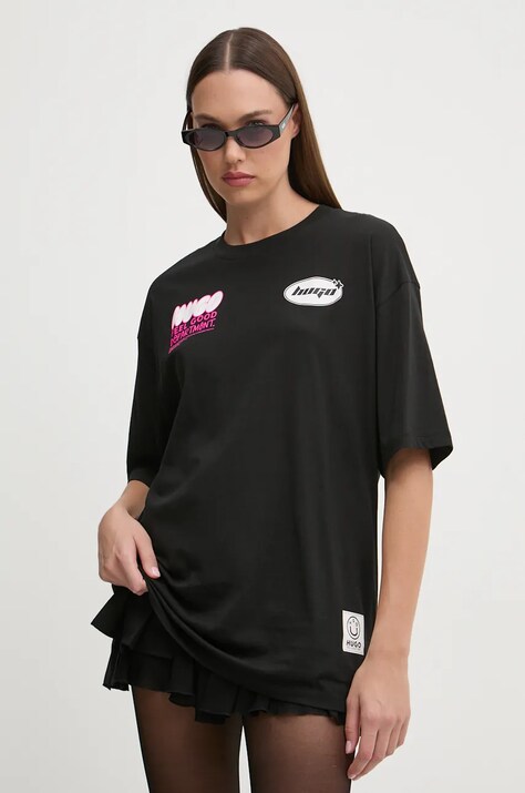 Hugo Blue tricou din bumbac femei, culoarea negru, 50524808