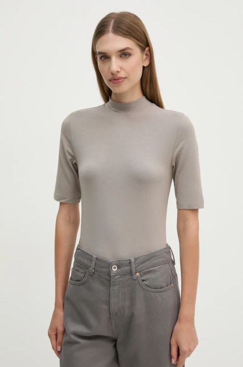 Calvin Klein tricou femei, culoarea gri, cu turtleneck, K20K207744