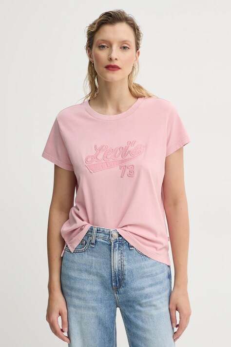 Bavlněné tričko Levi's dámské, růžová barva, A8804