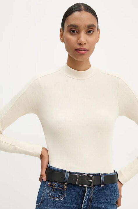 G-Star longsleeve femei, culoarea bej, cu turtleneck, D25033-D850