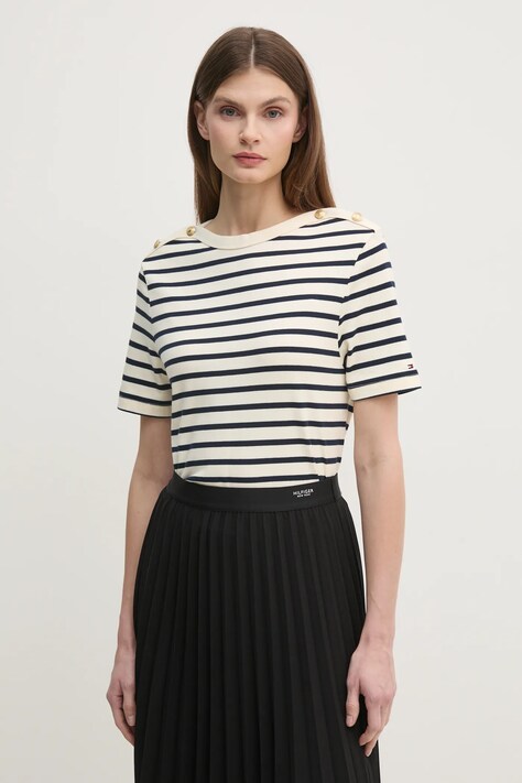 Tommy Hilfiger tricou din bumbac femei, culoarea roșu, WW0WW42907