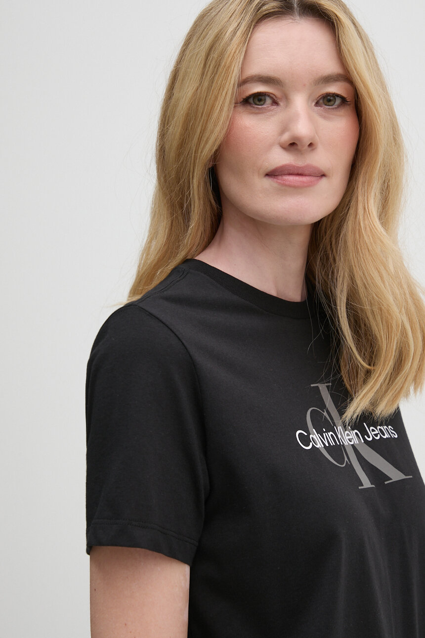 Pamučna majica Calvin Klein Jeans za žene, boja: crna, 00040WL260