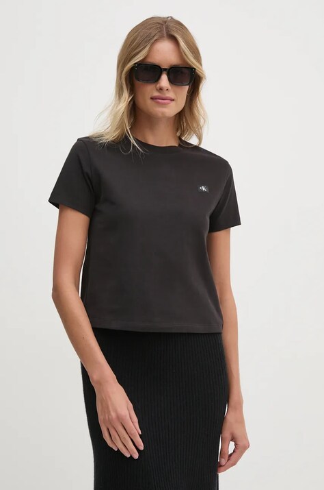 Calvin Klein Jeans tricou din bumbac femei, culoarea negru, J20J224202