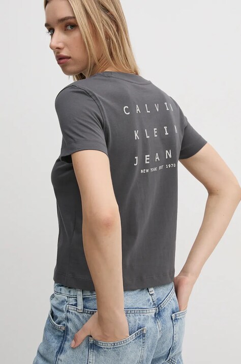 Calvin Klein Jeans tricou femei, culoarea gri, J20J225391