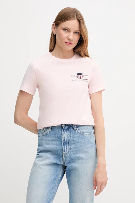 Gant t-shirt bawełniany damski kolor różowy 4200277