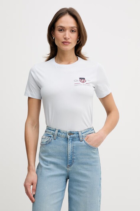 Gant t-shirt bawełniany damski kolor niebieski 4200277