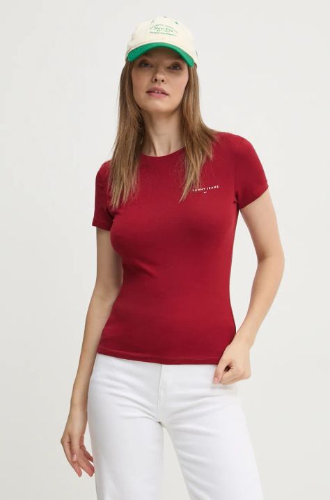 Tommy Jeans t-shirt in cotone donna colore granata DW0DW18785