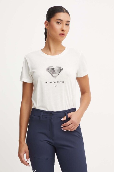 Salewa tricou sport Pure Heart culoarea bej, 00.0000028638