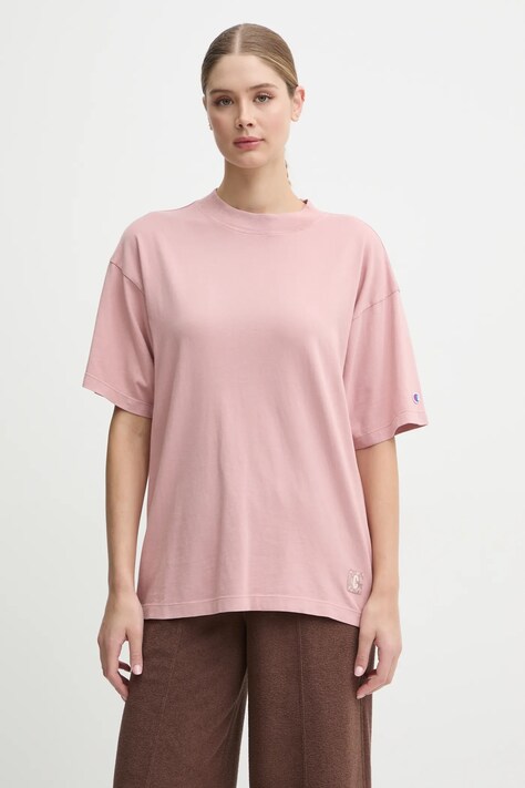 Champion tricou din bumbac femei, culoarea roz, 117449