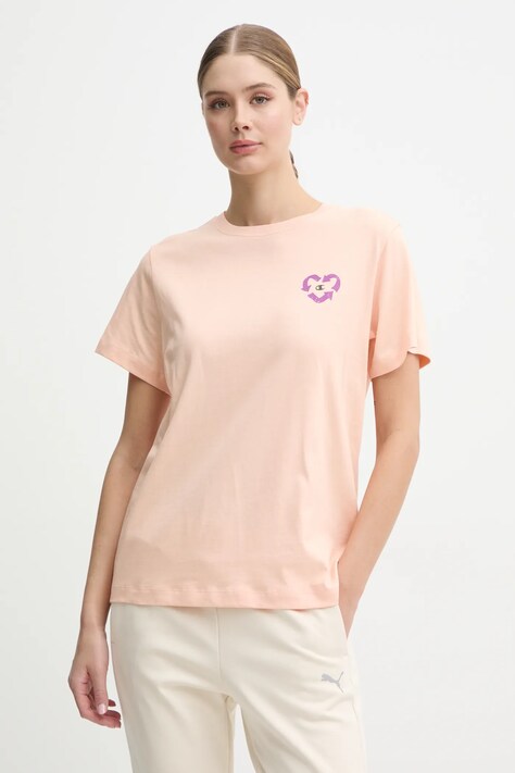 Champion tricou din bumbac femei, culoarea portocaliu, 117497