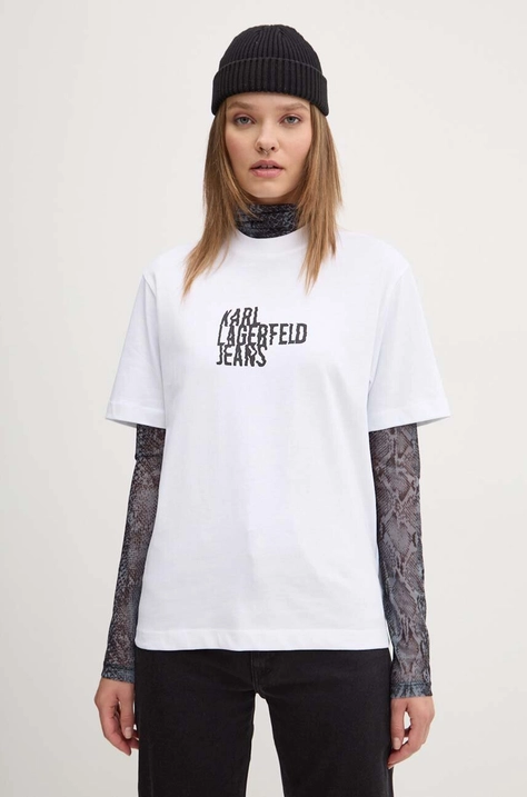 Karl Lagerfeld Jeans t-shirt bawełniany damski kolor biały 246J1712