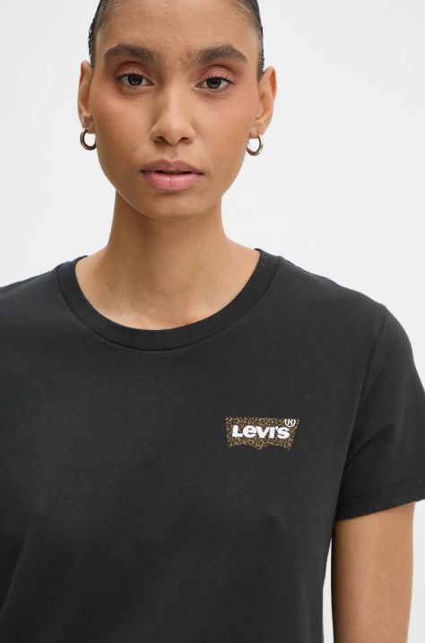 Levi's tricou din bumbac femei, culoarea negru, 17369