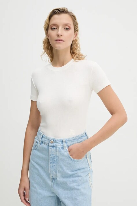 Nanushka tricou AXTON femei, culoarea bej, NW24PFTP2490