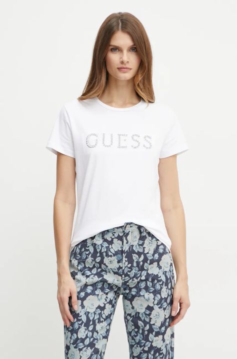 Тениска Guess в бяло