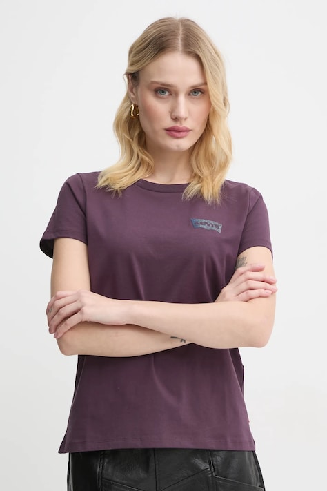 Bavlnené tričko Levi's dámske, fialová farba, 17369-2809