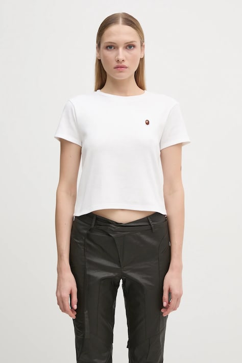 Bavlněné tričko A Bathing Ape ONE POINT MINI TEE bílá barva, 1K80209003