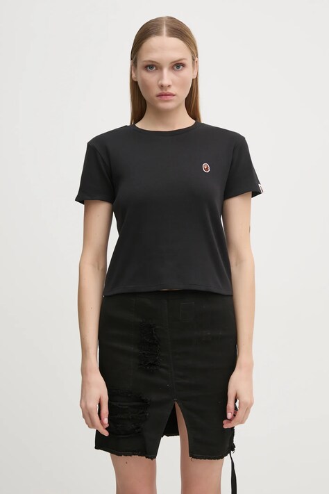 Bavlněné tričko A Bathing Ape ONE POINT MINI TEE černá barva, 1K80209003