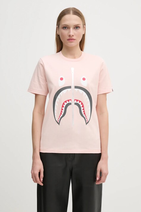 Bavlněné tričko A Bathing Ape SHARK TEE oranžová barva, 1K80210003