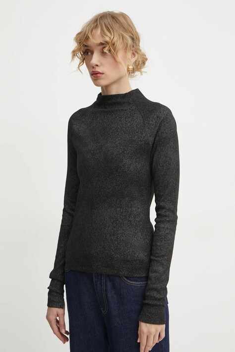 G-Star longsleeve din bumbac culoarea gri, cu turtleneck, D25069-D799