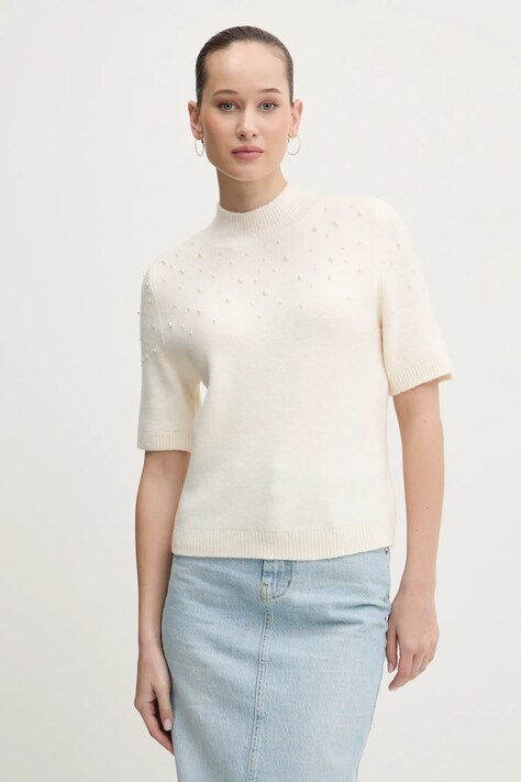 Abercrombie & Fitch pulover din amestec de lana femei, culoarea bej, cu turtleneck, KI150-4339