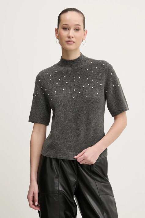 Abercrombie & Fitch pulover din amestec de lana femei, culoarea gri, cu turtleneck, KI150-4339